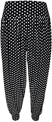 Preisvergleich Produktbild WearAll - Damen Übegröße Bedruckt Haremshose - Schwarz Getupft - 48-50