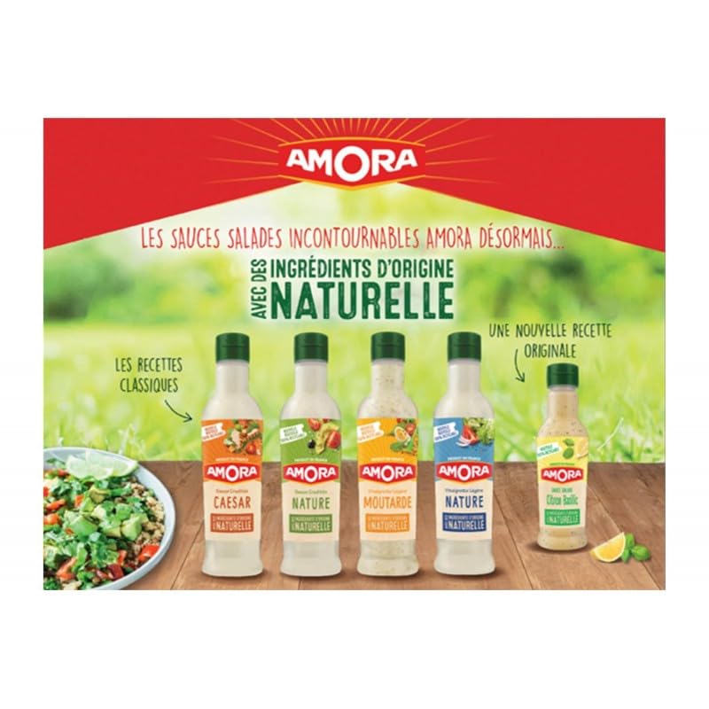 AMORA Sauce Crudité Caesar 380Ml - L'assaisonnement parfait pour vos salades et crudités - Savourez l'été avec Amora! - Lot De 4 - Vendu Par Lot