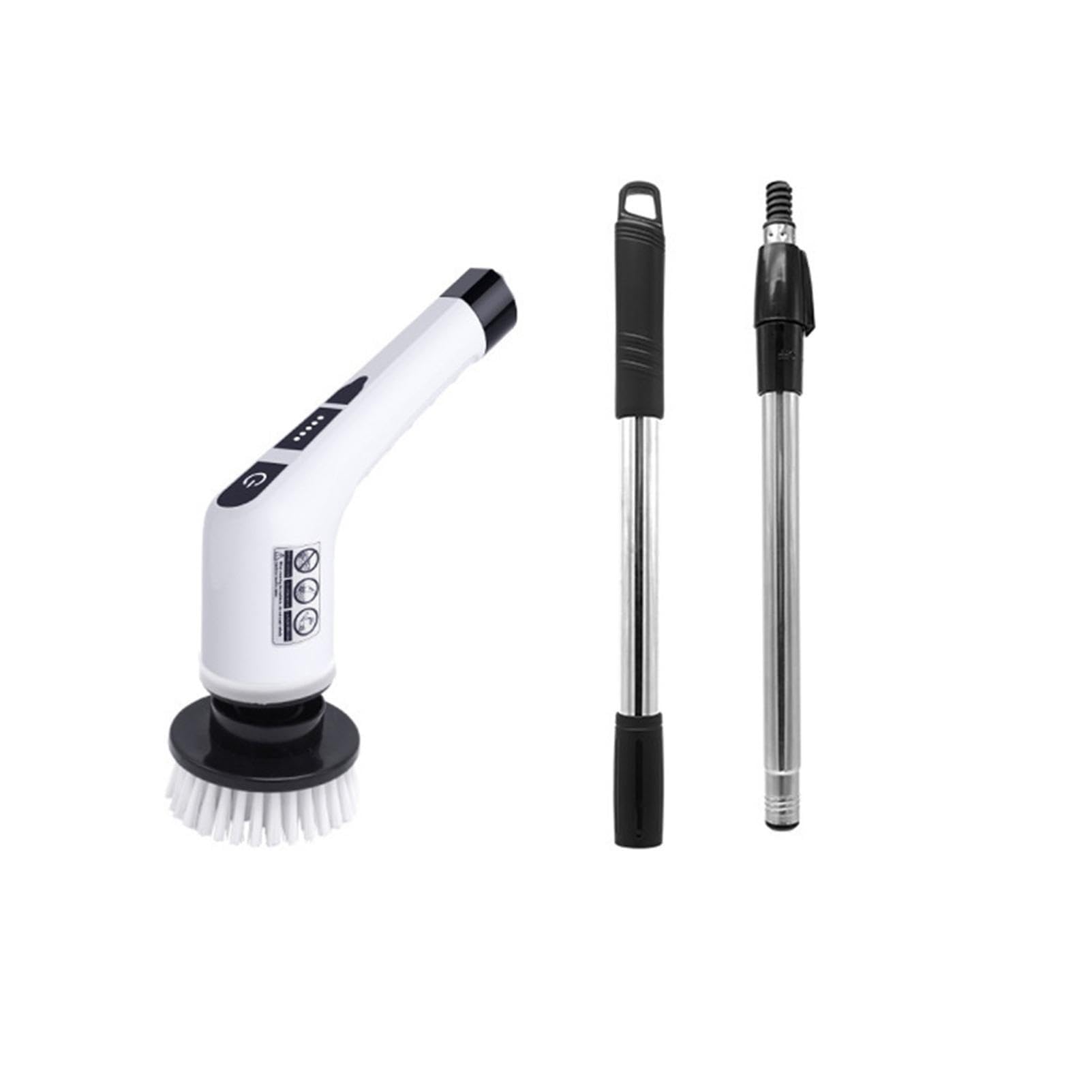 Fregadora Giratoria Eléctrica, Cepillo De Limpieza Retráctil Con Brazo De Extensión Ajustable Y 8 Cabezales De Cepillo De Repuesto, Fregadora Eléctrica Inalámbrica Impermeable IPX8 For Baño, Cocina, B