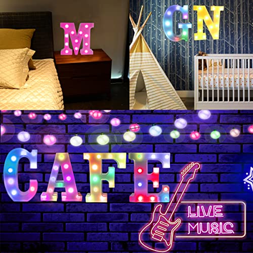 Oycbuzo Light Up Colorful Led Marquee Letter Lights, 18 Colors Changing Alphabet Letters Sign With Remote Timer For Night Light Girls Bedroom Wedding Birthday Party Lamp Christmas Home Bar Decor- Colorful S thumb #3