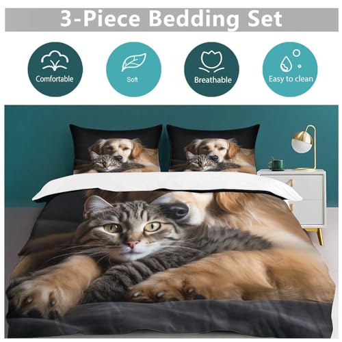 Parure De Lit Chien King Size en Microfibre de Coton Douce de Qualité - 6