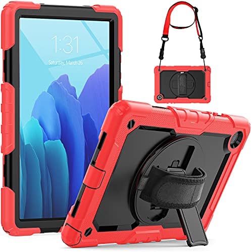 SEYMCY for Galaxy Tab A7 Kids Case, 10.4 inch 2020 A7 Tablet Cover with Screen Protector, 360° Rotating Hand Strap Stand, Full Body Shockproof Design Case for SM-T500/T505/T507 - Camo Pink