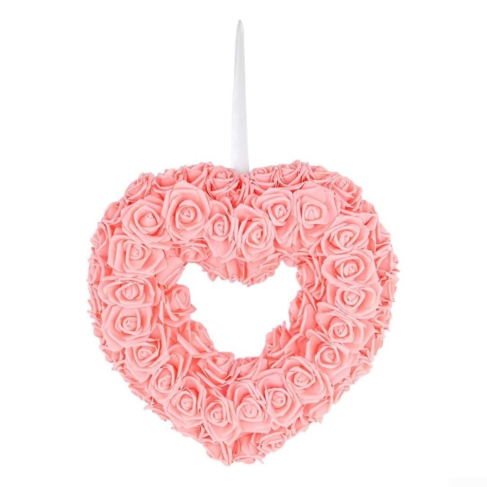 Couronne en forme de cœur pour porte d'entrée Décoration de Saint-Valentin 36 cm Rouge/orange/rose