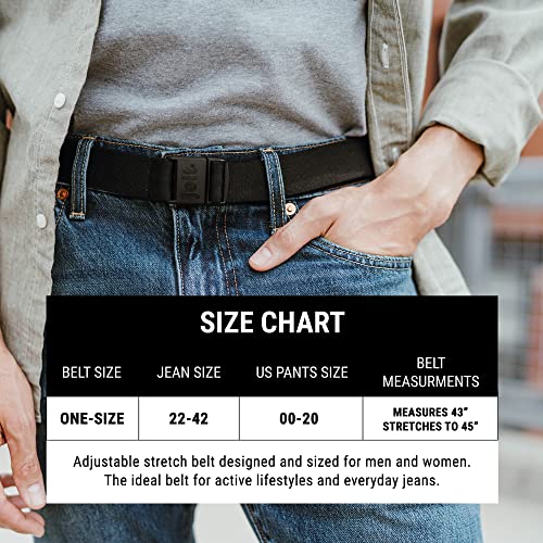 Jeltx Adjustable Elastic Belts For Men And Women, Non-Slip Stretch Belt With Magnetic Belt Buckle And Grippy Gel, Stretchable Fabric Belts For Women And Men, Black #TOP3