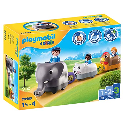 PLAYMOBIL 1.2.3 70405 Mein Schiebetierzug mit 3 Waggons, erweiterbar, ab...
