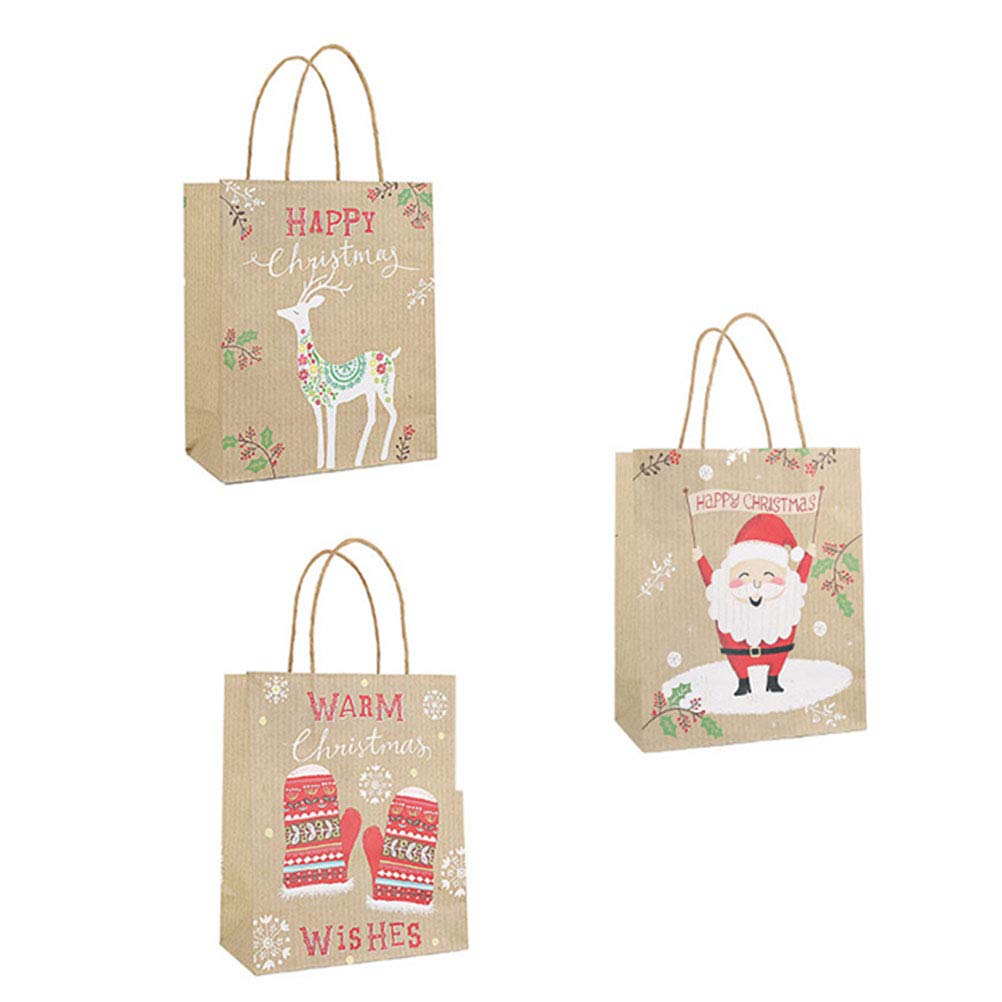 20 Pz Sacchetto in Carta Kraft Decorazione Di Natale Borse Natalizie Borsa Pupazzo Di Neve Borsa Artigianale Natalizia Portatile Sacchetto Di Caramelle