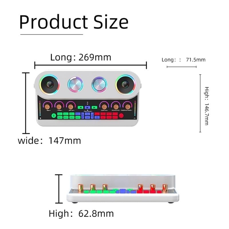 Mesa Mezclas, Tarjeta de sonido audio profesional S20 con módulo personalizado música Interfaz externa(Bianco)