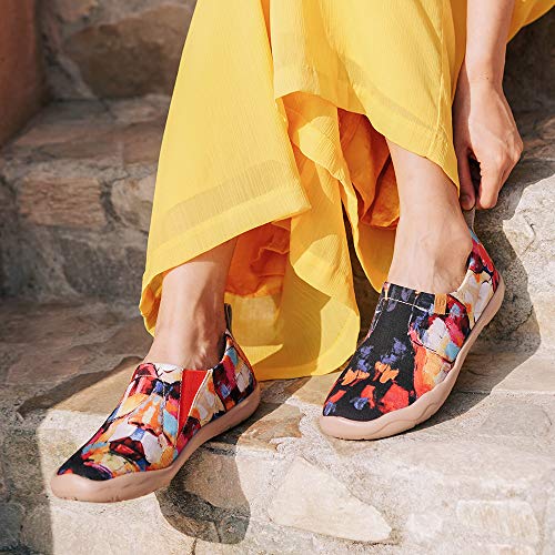 Image of UIN Women's Artistic Slip-On Shoes Vibrant Floral Casual Loafers Lightweight Comfortable Travel Footwear