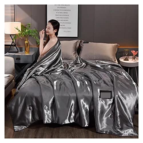 GMGQJST Sabanas Seda Cubrecama Lavable de Seda Helada for Verano, Color sólido, súper Suave, Antideslizante, Jacquard, Acolchado for Chico Adulto, cubrecama Transpirable for Dormir(Grey,200x230cm)