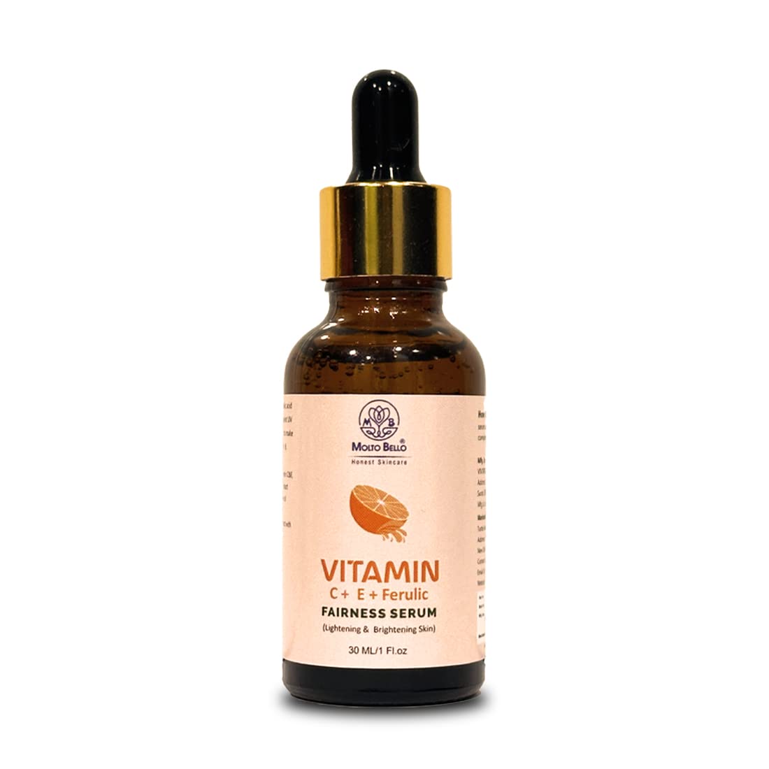 Molto Bello VITAMIN C +E +FERULIC FAIRNESS SERUM |Light Weight Helps Reduces Wrinkles Skin Repair, Naturally Glowing |No Parabens & Sulphates| For Unisex |30ml