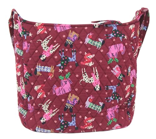 Vera Bradley Essential Extra Large Crossbody in Cotton, Holiday Hounds2
