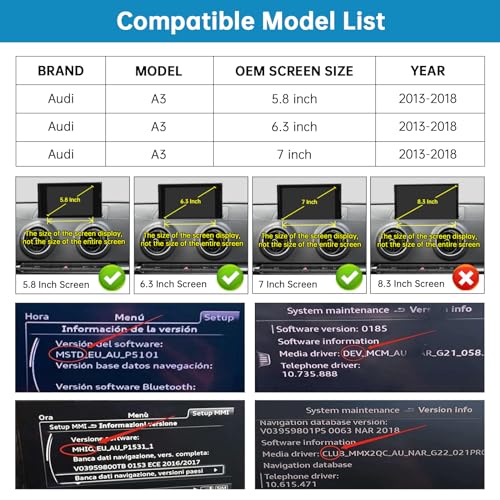 Caméra Recul Audi A3 Kit Décodeur CarPlay pour Éliminer les Angles Morts