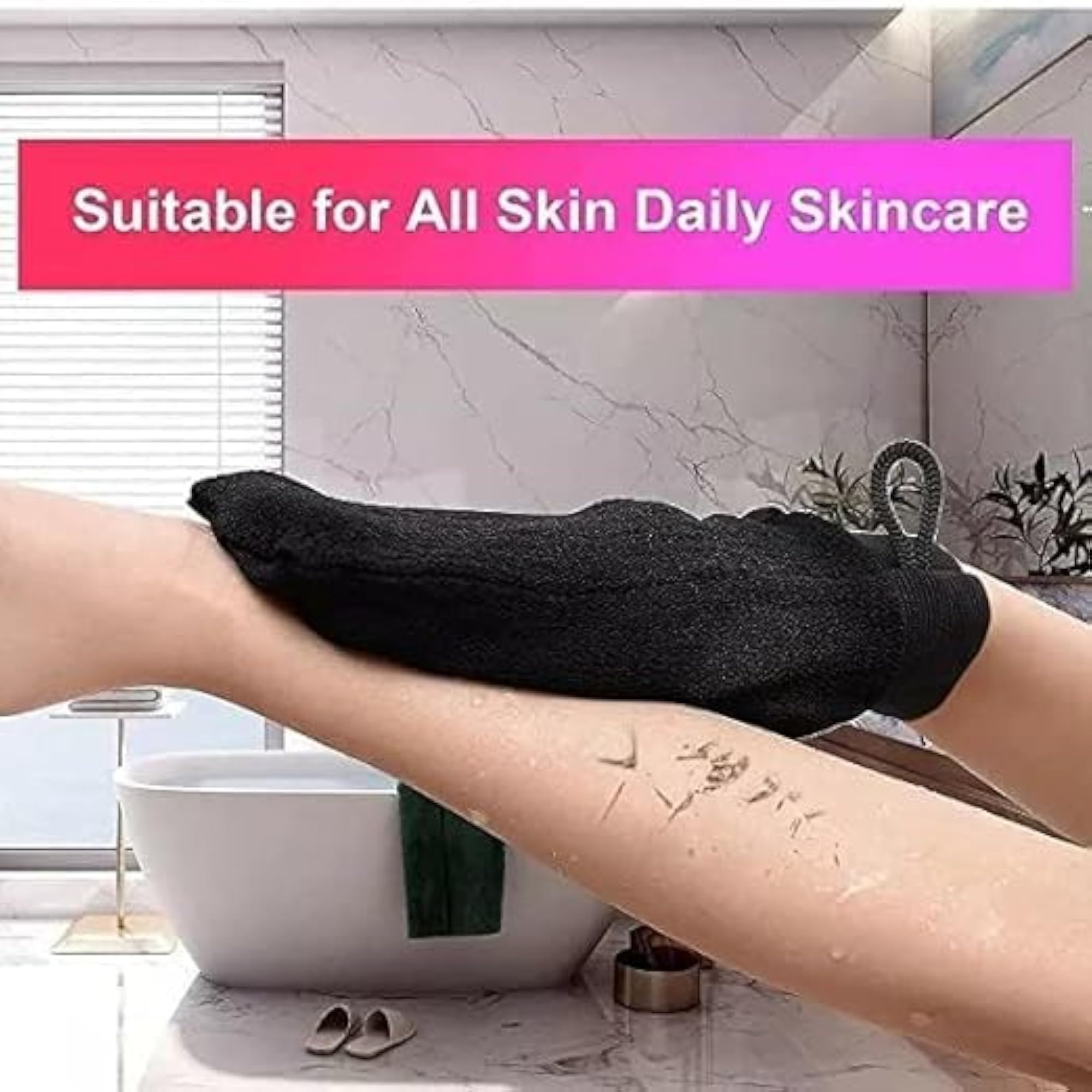 Exfoliating Bath Gloves, Black