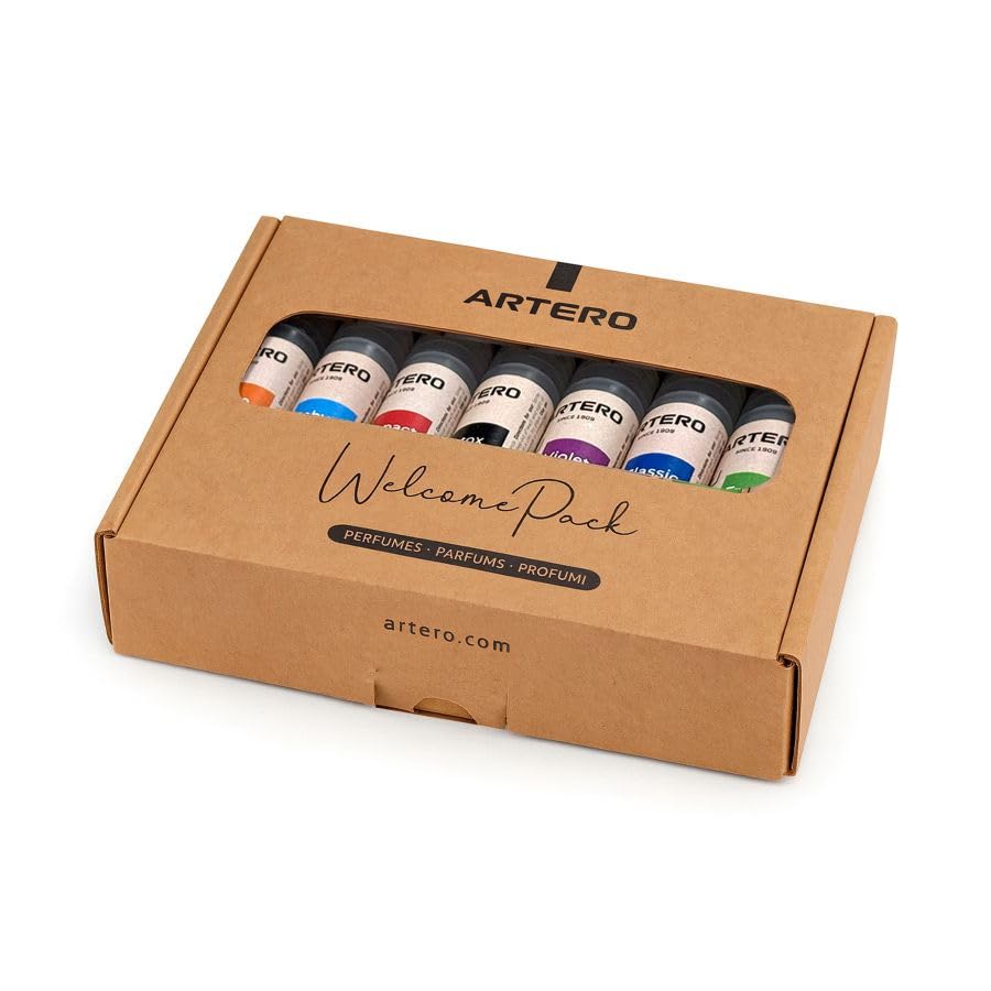 Welcome Pack Perfumes Artero. Incluye las 7 Fragancias de 15 ml. Baby, Classic, Fresh, Detox, Tierra, Impact y Violet