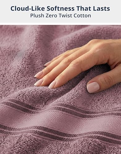 Image of LANE LINEN 100% Cotton Large Bath Towels Set of 4 (28 inchx54 inch) - Zero Twist, Mercerized Cotton Bathroom Towel 4 Pack - Quick Dry, Soft & Absorbent Large Towels Set - Oeko Tex Certified - Wishful Mauve