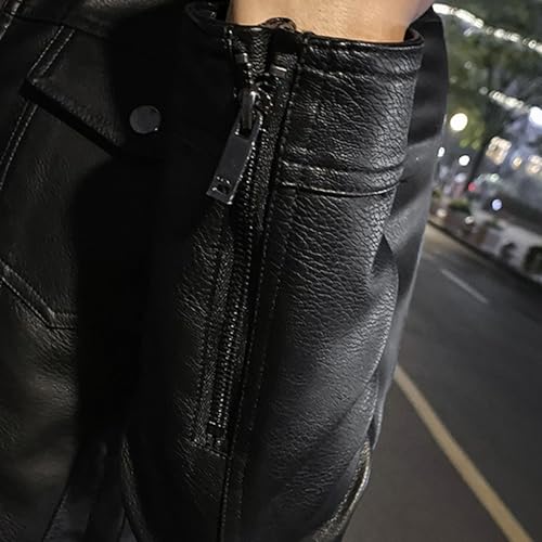 Chaqueta Bomber de Cuero Negra Para Hombre Talla 5X-Large miniatura 4