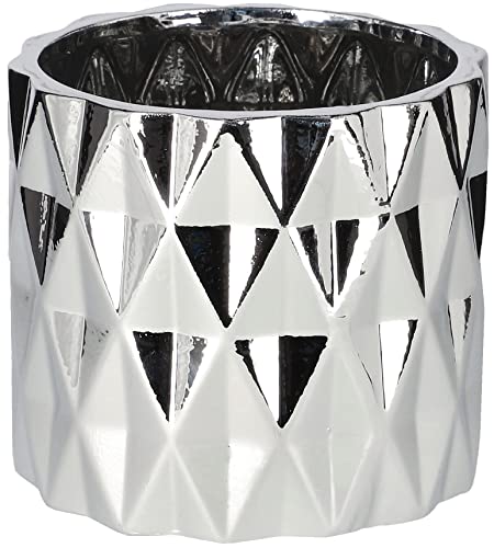 KOTARBAU® Pot de fleurs en céramique émaillé argent forme cylindrique 1 pièce