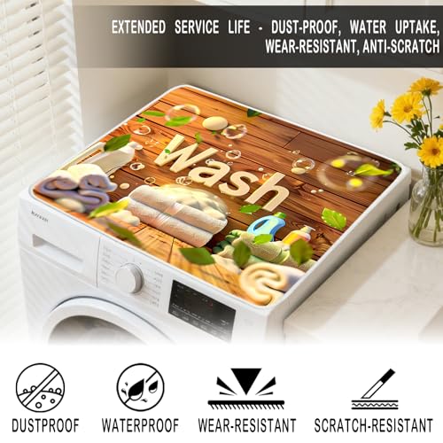 Image of Nuxovilar Floating Bubbles Dryer Cover Top 23.6x19.6in Protective Mat | Washer dryer covers top bubbles protective mat laundry room home decor dust (Bubbles)