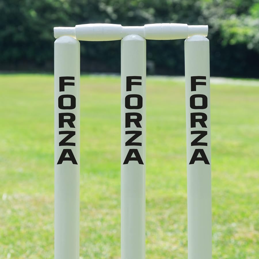 FORZA Ensemble de cricket en bois - Batte de cricket en saule du Cachemire et balle de tennis, kit complet de cricket de jardin junior avec souches, cautions et sac de transport robuste