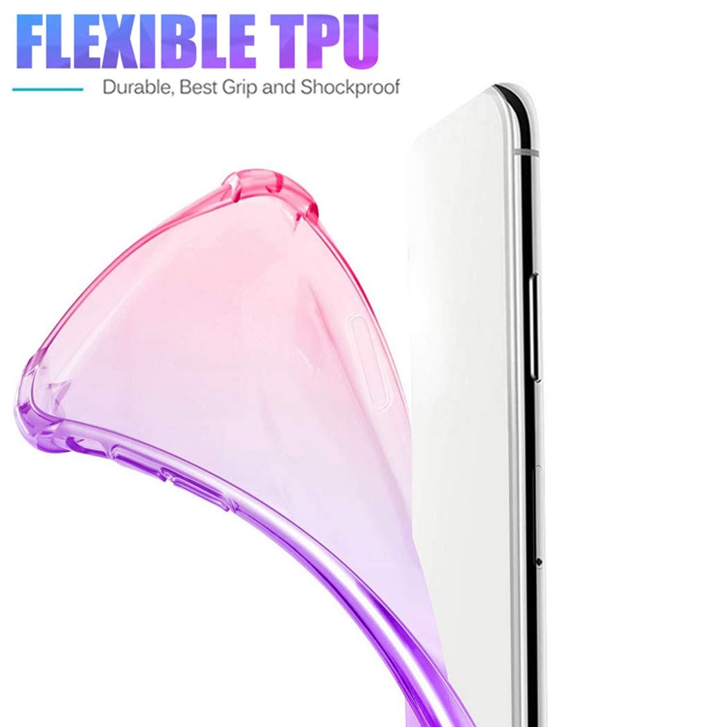 Custodia Per Motorola Moto E6s (2020) – Cover Trasparente Con Sfumatura Rosa/Verde, Morbida TPU Antiurto - 3