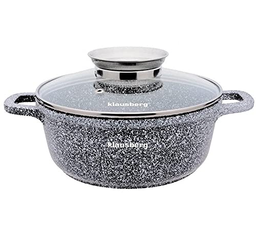 KLAUSBERG Marmor Kochtopf 2,8L Quadratisch - Mit Glasdeckel Für Alle Herdarten