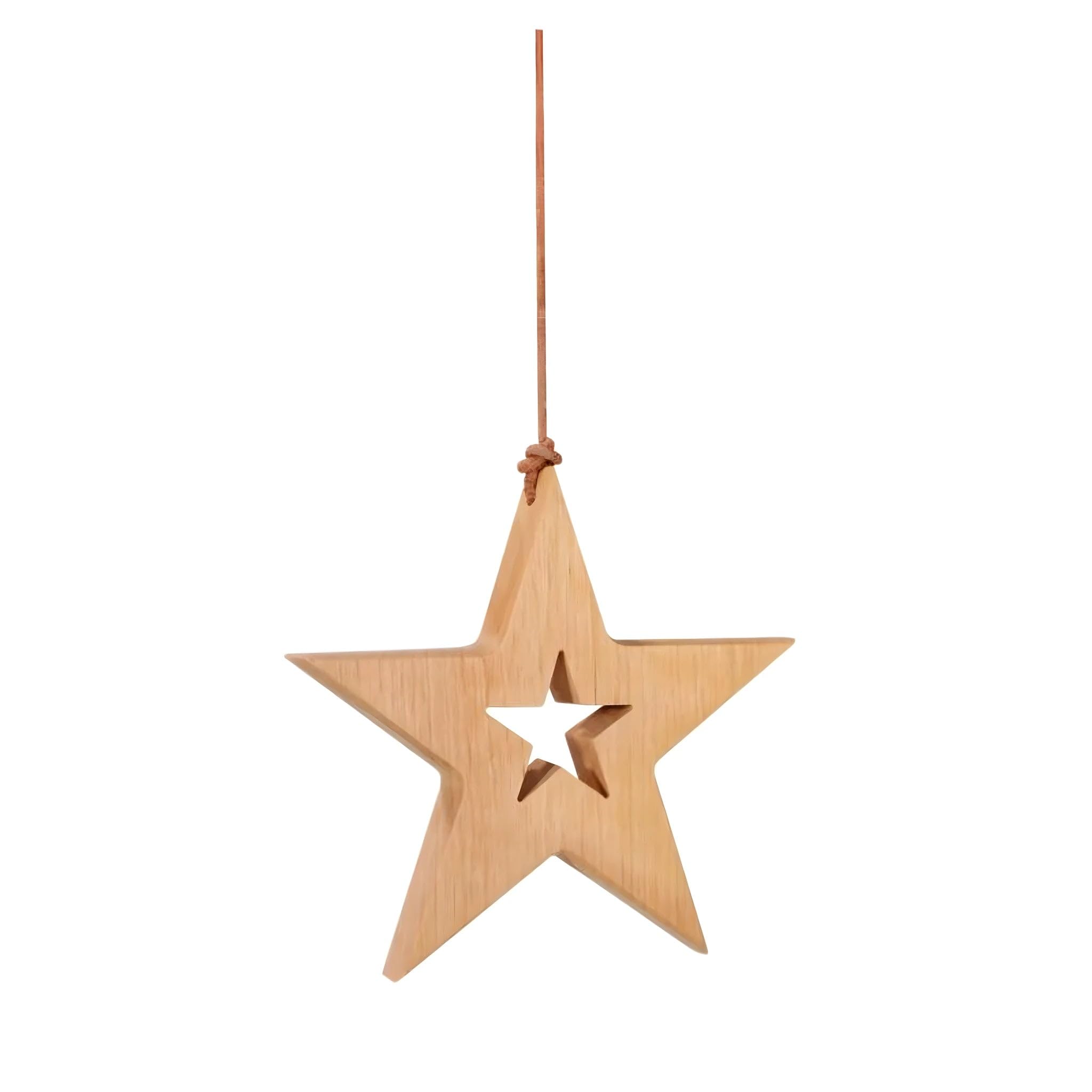 Dolfi Wooden Star 10 cm | Natural Wood in Val Gardena | Nativity Figure