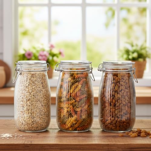 Image of ginoya brothers - Kitchen Glass Jar (3, 2000 Ml. Ballon Jar)