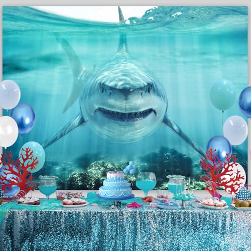 Fondo fotográfico 6x4 pies Tema marino con tiburón miniatura 2