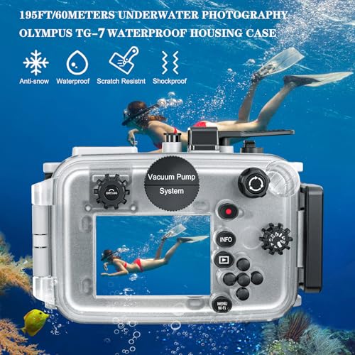 Image of TG-7 Underwater Camera Housing Case, 60m /195ft Waterproof, PC Material with O-Ring Seal, Compatible with Olympus OM System Tough TG-7 (White)