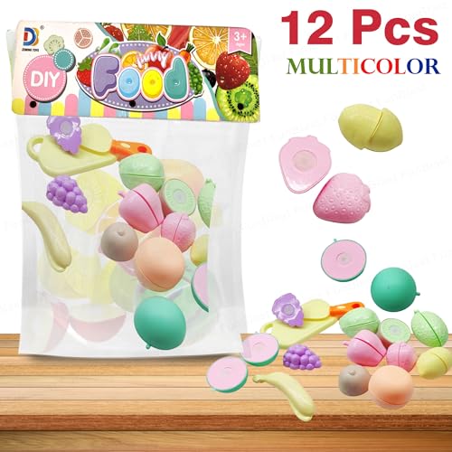 Image of FunBlast Realistic Fruit Cutting Toy for Kids Toy with Chopping Board & Knife - Girls Pretend Play Food Toy for Kids, Pretend Play Kitchen Toys for Kid, Play Food Toy - (Random Color; 12 Pcs)
