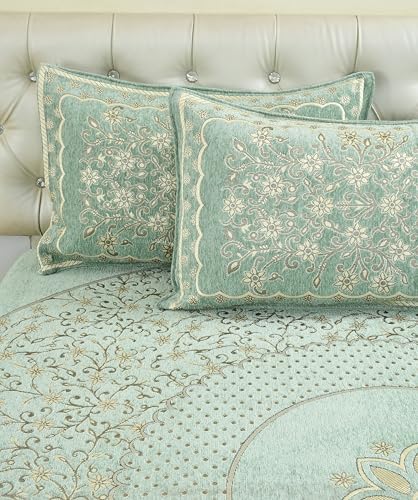 Image of Luxury Velvet Bedsheet - King Size Luxury Bed Sheet - Ultra Soft, Cozy & Warm Bedding for Bedroom - Hypoallergenic & Elegant Velvet Texture (Crystal 01 Pista 100X100, Velvet Bedsheet)