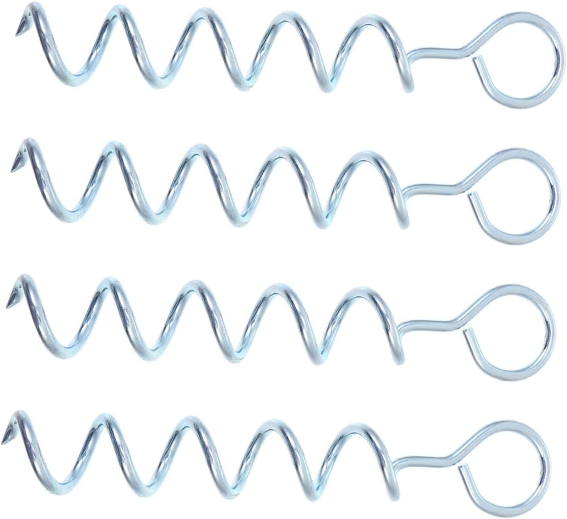 Ciieeo 4pcs Heavy-Duty Spiral Tent Stakes Iron Ground Anchors Canopy Stakes for Outdoor Camping Lawn Trampoline Dog Tie-Down Lawn Pegs