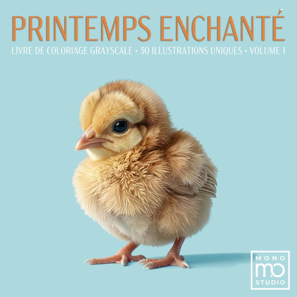 Printemps Enchanté : Livre de Coloriage Grayscale Volume 1: 30 Illustrations Réalistes en Niveaux de Gris pour Adultes. Portraits de Bébés Animaux, ... Créative. Edition Signature Essentiel