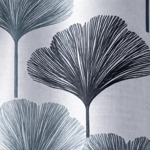 Image of HUTI 5 Feet Grey Window Curtain Set of 2 | Semi-Transparent Ginkgo Tree Printed Curtain | Soft Polyester Eyelet Window Curtains for Living Room & Bedroom 4x5 ft (120 x 150 cm) | Perfect for home decor