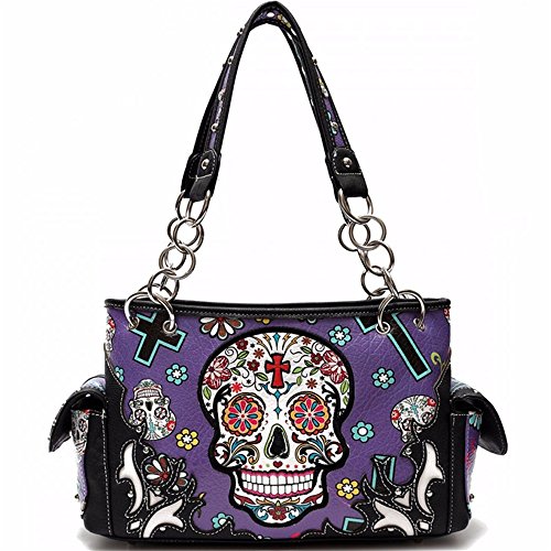 Bolso Sugar Skull Rose Flower Punk Gótico Mujer miniatura 2