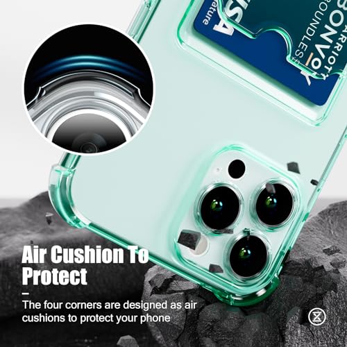 Image of AKABEILA Case for iPhone 15 Pro Green Cute Phone Case Soft TPU Wallet Case Slim Bag Cover Shockproof with Card Slot Holder