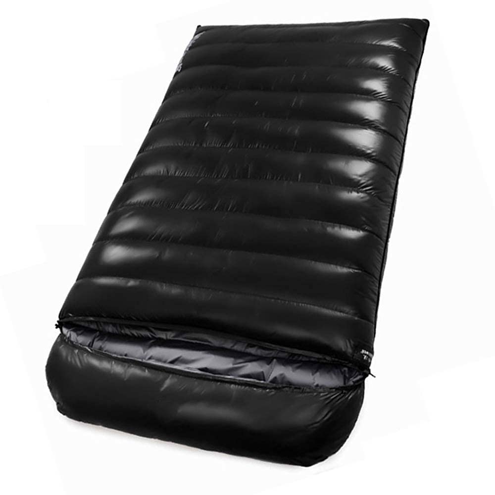 Ultralight Sleeping Bag, Portable Waterproof White Goose Down Camping Double Sleeping Bags (Red 2500G) (Black 2500G)
