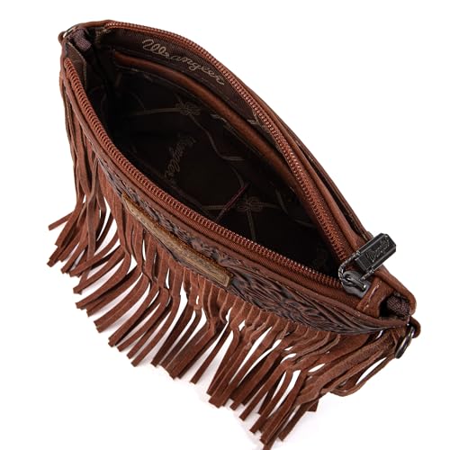 wrangler crossbody small purse for women wristlet fringe bag western purse