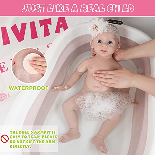 Ivita 21 Inch Full Silicone,Not Vinyl Dolls,Real Full Body Silicone Lifelike, Soft Newborn Baby Dolls - Girl #TOP3