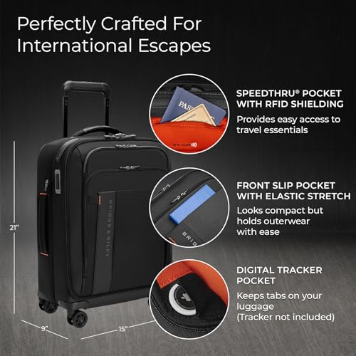 Briggs & Riley International 21" Carry On Expandable Spinner - Luggage for Travel, Suitcases with Wheels, Softside Rolling Bag for Men & Women - ZDX Collection, Black2