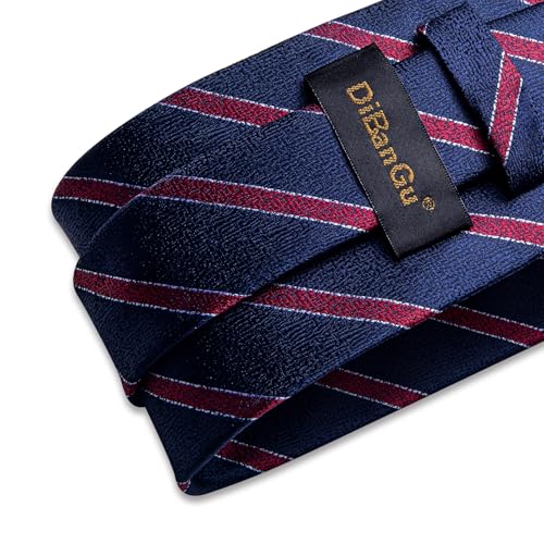 Image of DiBanGu Extra Long Tie for Men 63 inch XL Silk Necktie Set | Pocket Square and Cufflinks, Big and Tall, Jacquard Woven, Gift Box, Paisley /Plaid /Solid /Striped, for Weddinng Party Business
