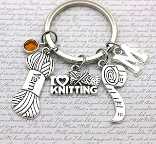 I Love Knitting Keyring, Sewing Gift, Embroidery Keyring, Gift for Knitters, Crafting Gift, Personalised Keyring, Initial...