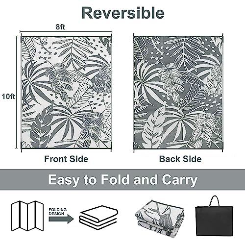 Anidaroel Outdoor Rugs 8x10ft for Patios Clearance Waterproof, Reversible Tropical Plastic Straw Camping Mat Outside Rug, Large Outdoor Area Rug for RV, Porch, Deck, Balcony, Picnic