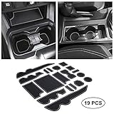 JKCOVER Premium Custom Liner Mat Accessories Compatible with Toyota Tacoma 2016 2017 2018 2019 2020 2021 2022, Cup Holder, Door Pocket and Center Console Inserts 19 Pcs (Double Cab, Gray Trim)