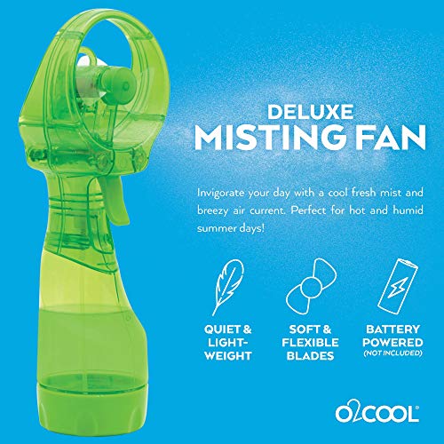 O2Cool Deluxe Handheld Battery Powered Water Misting Fan (Green) Batteries Included #TOP2