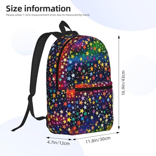 Neon Colorful Stars Fashionable Daypack 17 Inches Zippers Backpack Double Shoulder Bag for Women Men2