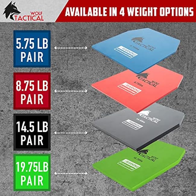 WOLF TACTICAL Weight Vest Plates - 5.75/8.75/14.5/19.75LB Pairs - WODs, Strength Training, Running, Heavy Workouts