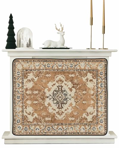 Southwestern Brown Fireplace Cover Decorative, Vintage Boho Antique OrientalMexican Magnetic