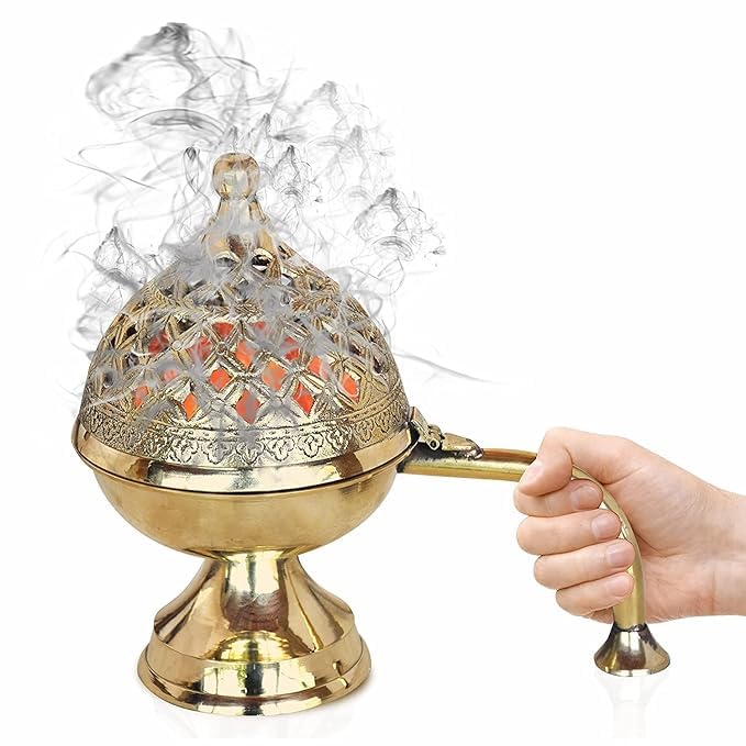 Home Purifying Brass Dhuna Loban Burner Dhooni Dhoop Dani Dhuni Brass