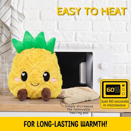 Image of Pineapple Microwavable Unscented Heating Pad for Women and Kids- Cute Soft Cozy Pillow Plush Heatable Warm Stuffed Animals - Kawaii Hot and Cold Plushie Food Toy - Pineapple Gifts for Girls and Boys